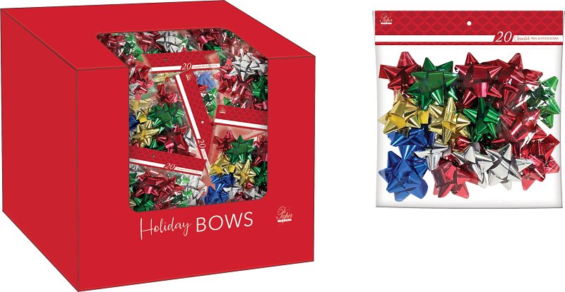 Santas Forest 67920 Gift Bow, 3 in, Traditional, Plastic, Assorted