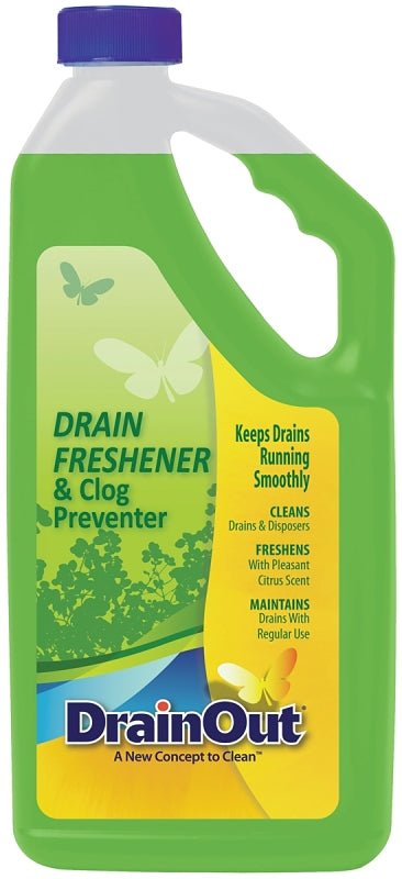 Drain OUT DOF0632N Drain Cleaner and Freshener, Liquid, Green, Citrus, 32 oz Bottle