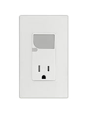 Leviton S04-T6525-00W Receptacle with LED Guide Light, 1 -Pole, 125 V, 15 A, Side Wiring, White