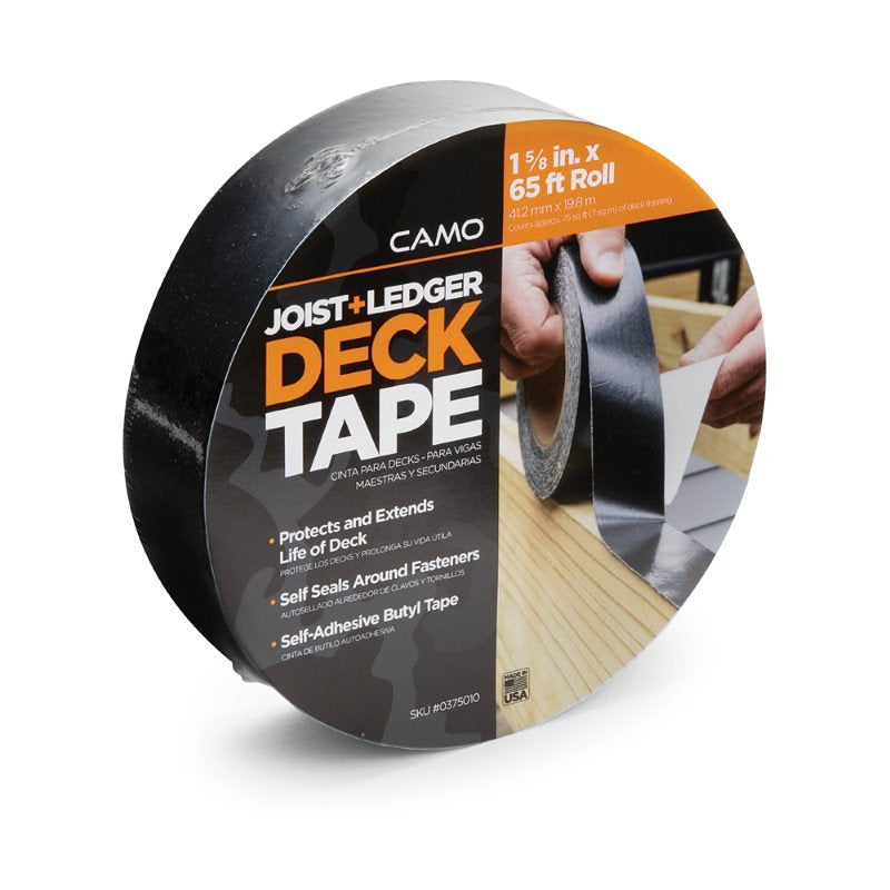 CAMO 0375010 Deck Tape, 65 ft L, 1-5/8 in W, Polypropylene Backing, Black