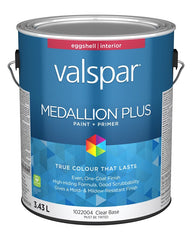 Medallion Plus 029.1022004.007 Interior Paint and Primer, Acrylic, Eggshell, Clear, 1 gal, 37 sq-m Coverage Area