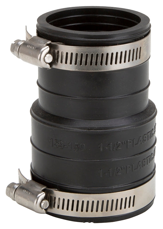 ProSource Coupling, 1-1/2 in, Socket to Pipe, PVC, Black