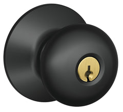 Schlage Plymouth Series F51APLY622 Entry Knob Set, Knob Handle, Matte Black, Metal, C Keyway, Residential, Grade 2 Grade