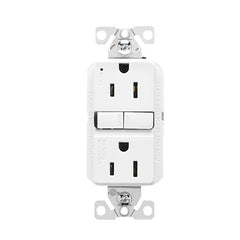 Eaton GF15W-WP GFCI Receptacle, 125 V, 15 A, NEMA: NEMA 5-15R, Back, Side Wiring, White
