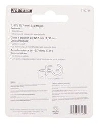 ProSource Cup Hook, 3/16 in Opening, 2.5 mm Thread, 3/4 in L, Brass, Brass