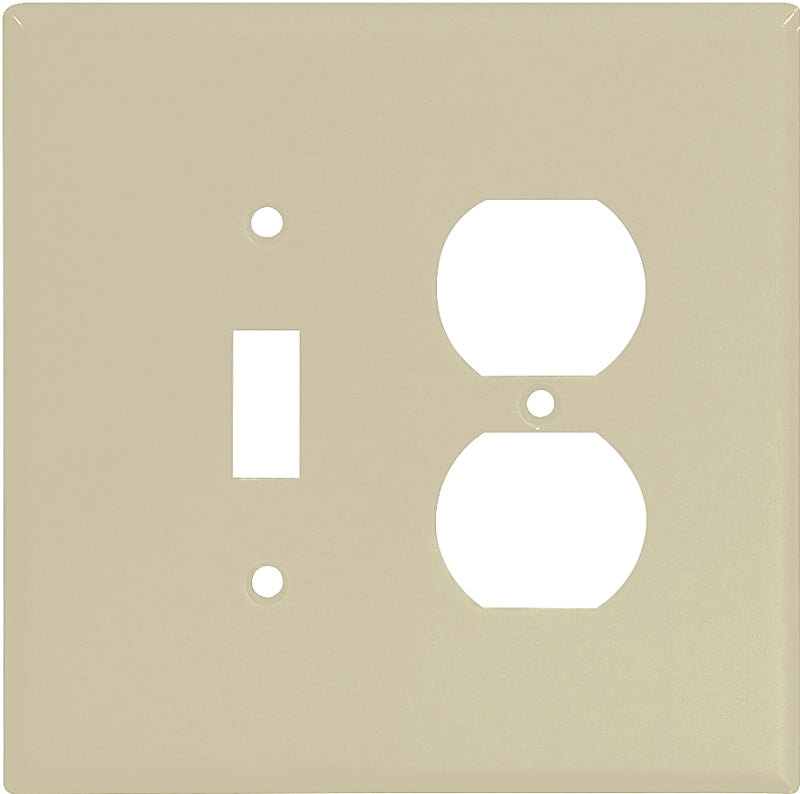 Eaton Wiring Devices 2148V-BOX Combination Wallplate, 5-1/4 in L, 5-5/16 in W, 2 -Gang, Thermoset, Ivory