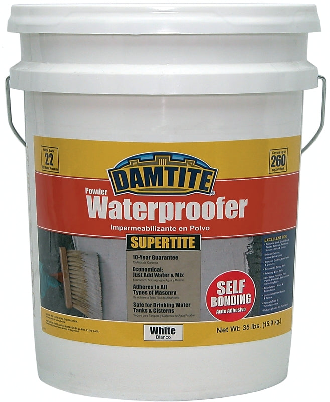 Damtite 01351 Powder Waterproofer, White, Powder, 35 lb Pail