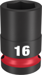 Milwaukee SHOCKWAVE Impact Duty Series 49-66-6248 Shallow Impact Socket, 16 mm Socket, 1/2 in Drive, Square Drive