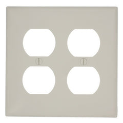 Leviton 80716-T Receptacle Wallplate, 4-1/2 in L, 4-9/16 in W, 2 -Gang, Thermoplastic Nylon, Light Almond, Smooth