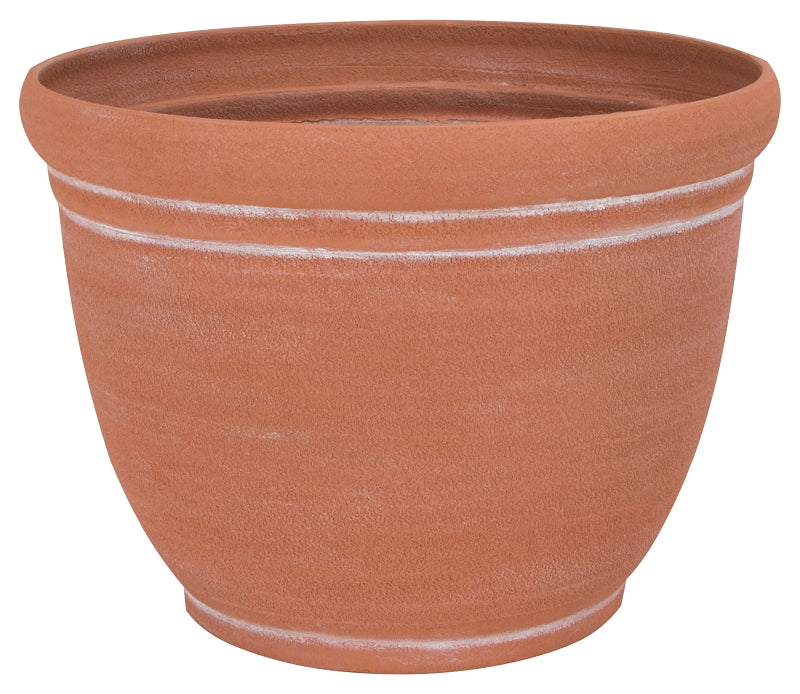 Landscapers Select Planter, 13 in Dia, Round, Resin, Terra Cotta