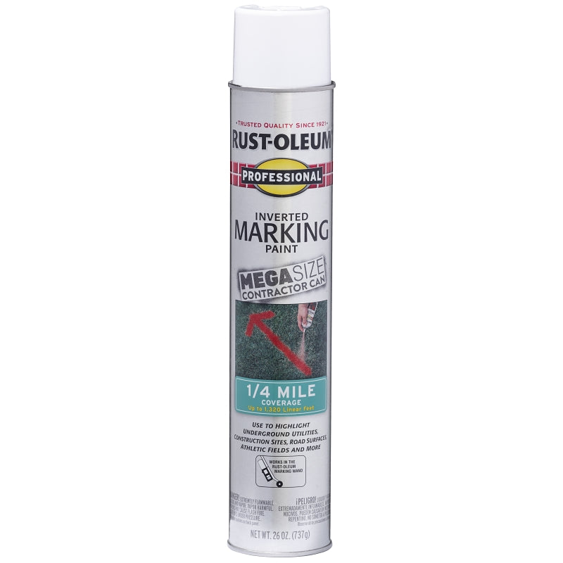 Professional 350997 Inverted Marking Spray Paint, Flat/Semi-Gloss, White, 26 oz, Can
