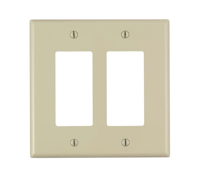 Decora PJ262-I Wallplate, 4.88 in L, 4.94 in W, 2 -Gang, Nylon, Ivory