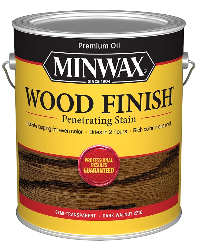 Minwax Wood Finish 71012000 Wood Stain, Dark Walnut, Liquid, 1 gal, Can