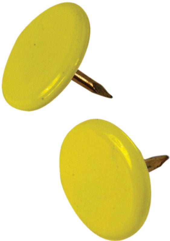 Hillman 122671 Thumb Tack, 15/64 in Shank, Steel, Painted, Yellow, Cap Head, Sharp Point