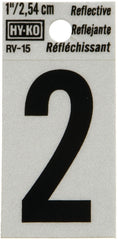 Hy-Ko RV-15/2 Reflective Sign, Character: 2, 1 in H Character, Black Character, Silver Background, Vinyl