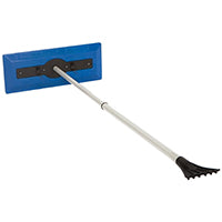 Snow Joe SJBLZD Snow Broom, 7 in W Blade, Polyethylene Blade, 18 in OAL, 30 to 49 in L Handle, Aluminum Handle, Blue