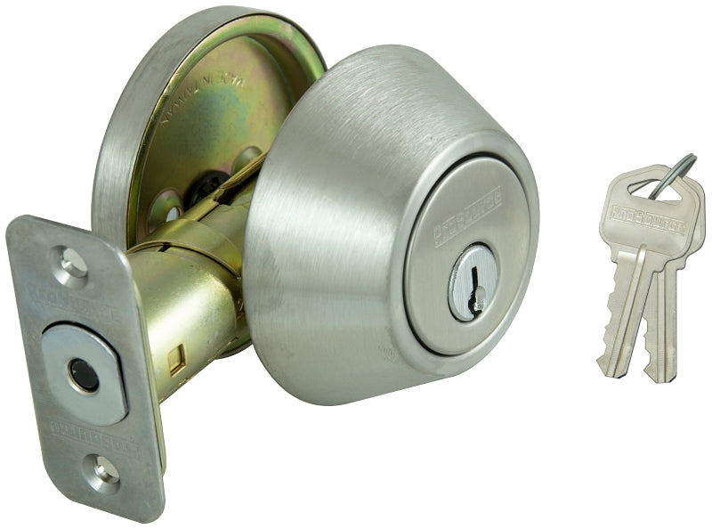 ProSource Signature Series Deadbolt, 3 Grade, Stainless Steel, 2-3/8 to 2-3/4 in Backset, KW1 Keyway