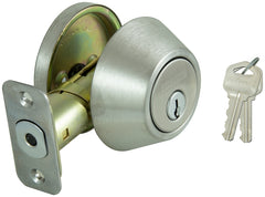 ProSource Signature Series Deadbolt, 3 Grade, Stainless Steel, 2-3/8 to 2-3/4 in Backset, KW1 Keyway