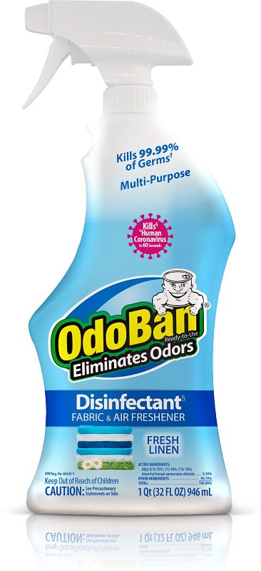 Odoban 910701-Q6 Air Freshener Disinfectant, 32 oz Spray Bottle, Liquid, Fresh Linen, Clear