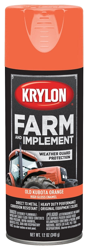Krylon K01946000 Farm Equipment Spray, High-Gloss, Old Kubota Orange, 12 oz