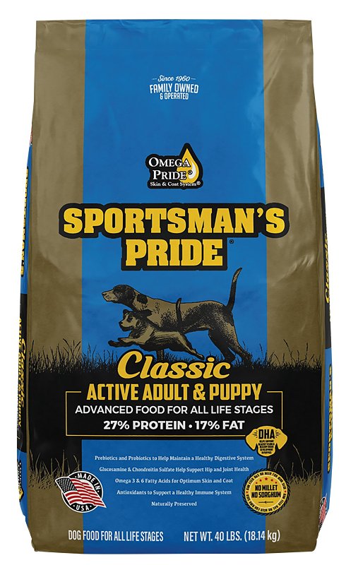 Sportsman's Pride Classic 10321 Dog Food, Adult, Puppy Breed, Dry, 40 lb Bag
