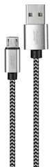 PowerZone KL-029X-1M-MICRO Micro Charging Cable, Micro USB, USB, Black/White Sheath, 3 ft L