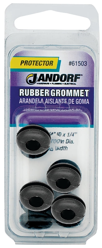 Jandorf 61503 Grommet, Rubber, Black, 1/4 in Thick Panel
