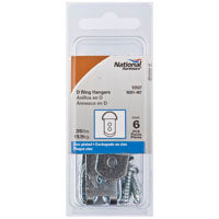 National Hardware V2527 Series N261-487 D-Ring Hanger, 35 lb, Steel, Zinc