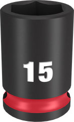 Milwaukee SHOCKWAVE Impact Duty Series 49-66-6139 Shallow Impact Socket, 15 mm Socket, 3/8 in Drive, Square Drive