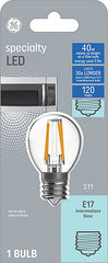 GE Specialty 93128996 Light Bulb, S11 Lamp, 40 W Equivalent, Intermediate (E17) Lamp Base, Non-Dimmable, Clear