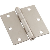 National Hardware N830-326 Square Corner Door Hinge, 3-1/2 in H Door Leaf, 3-1/2 in L, Cold Rolled Steel, Satin Nickel