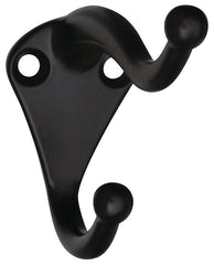 National Hardware V160 Series N330-761 Coat and Hat Hook, 35 lb, 2 -Hook, Zinc, Oil-Rubbed Bronze
