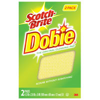 Scotch-Brite Dobie 722-6 All-Purpose Pad, 4-3/8 in L, 2.7 in W, 0.6 in Thick, Polyester/Polyurethane, Pale Yellow