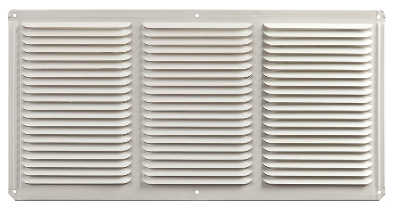 Master Flow EAC16X8W Undereave Vent, 8 in L, 16 in W, 65 sq-ft Net Free Ventilating Area, Aluminum, White
