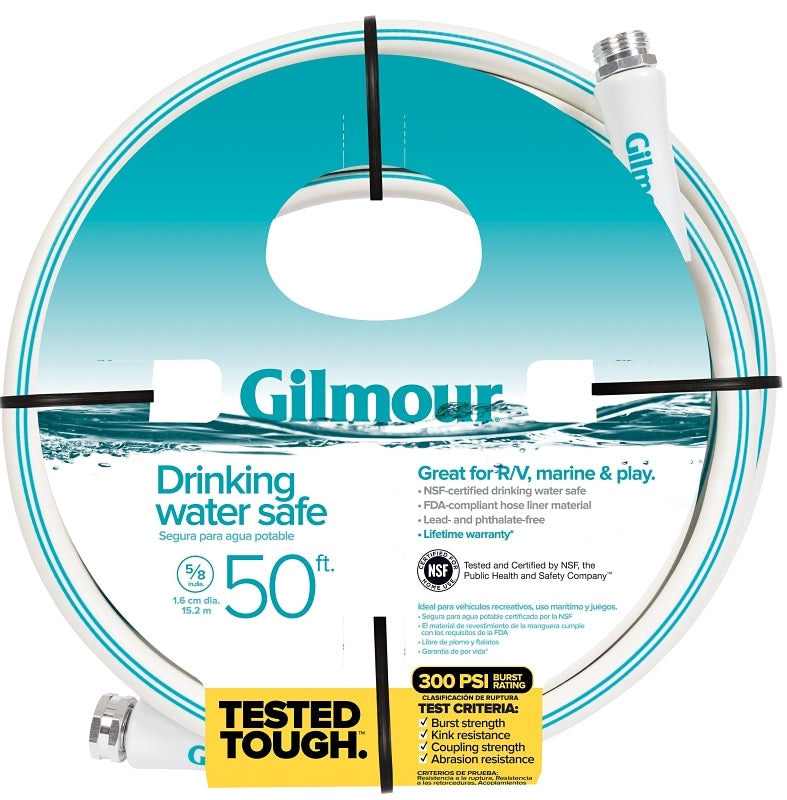 Gilmour 894501-1001 Safe Hose, 5/8 in ID, 50 ft L, White