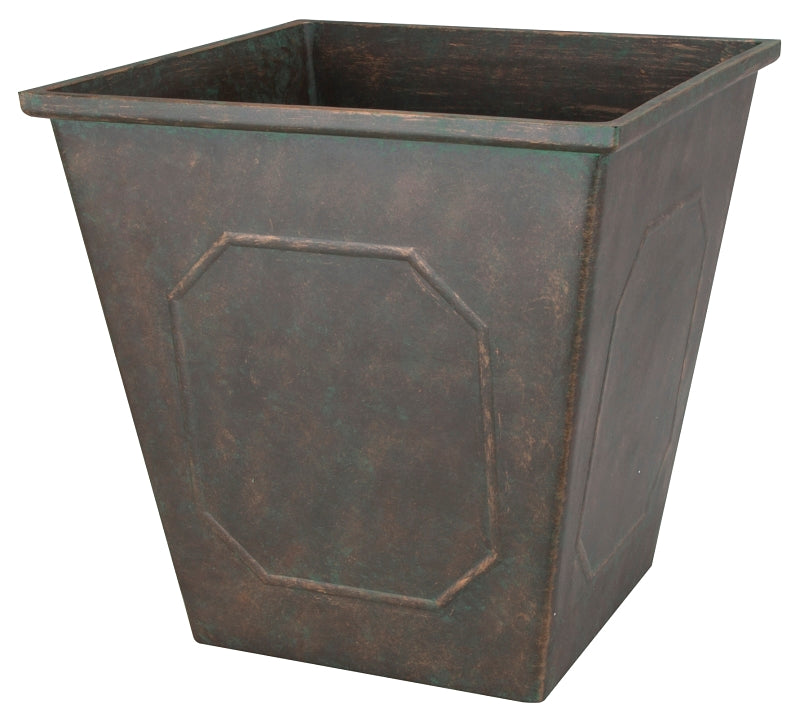 Landscapers Select Planter, 14 in W, 14 in D, Square, Resin, Metallic