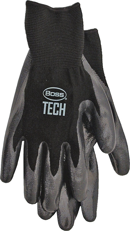 Boss TECH 7820X Gloves, XL, Knit Wrist Cuff, Foam-Nitrile Coating, Nylon Glove, Black