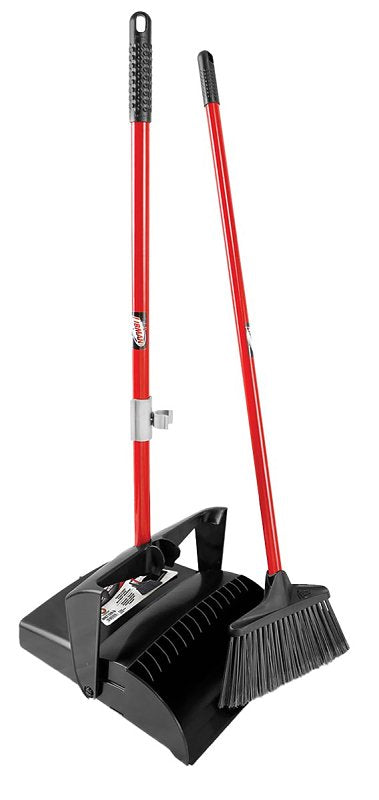 Libman 919 Lobby Broom and Dust Pan, 10 in Sweep Face, 4-1/2 in L Trim, PET Bristle, 40-1/2 in L, Steel