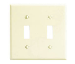 Leviton 001-86009-000 Wallplate, 4-1/2 in L, 2-3/4 in W, 2 -Gang, Thermoset, Ivory, Smooth