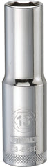 DeWALT DWMT93528OSP Drive Socket, 13 mm Socket, 1/2 in Drive, 6-Point, Vanadium Steel, Polished Chrome