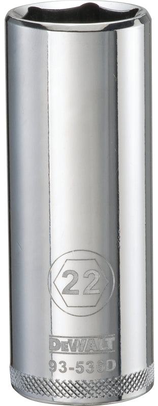 DeWALT DWMT93536OSP Drive Socket, 22 mm Socket, 1/2 in Drive, 6-Point, Vanadium Steel, Polished Chrome