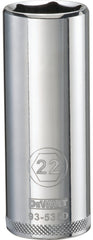 DeWALT DWMT93536OSP Drive Socket, 22 mm Socket, 1/2 in Drive, 6-Point, Vanadium Steel, Polished Chrome