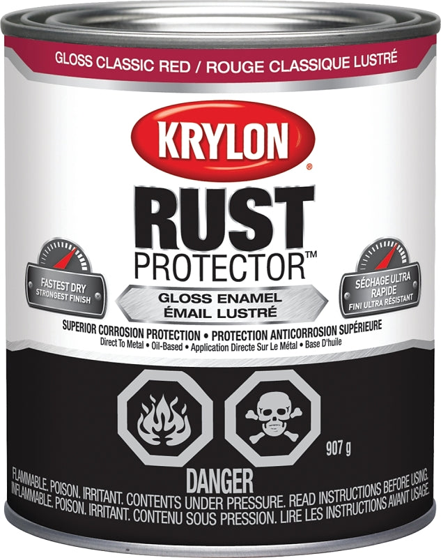 Krylon 469204000 Enamel Paint, Gloss, Classic Red, 32 oz Can