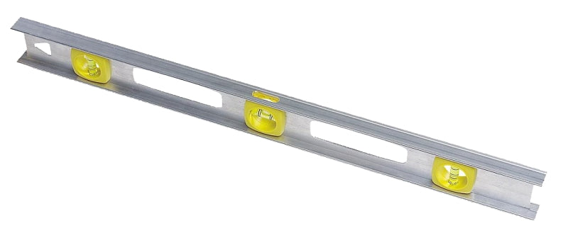 Stanley 42-074 I-Beam Level, 24 in L, 3-Vial, 1-Hang Hole, Non-Magnetic, Aluminum, Silver