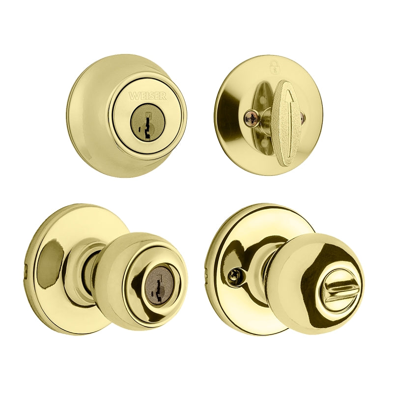 Weiser Elements Yukon x Deadbolt Series 9GACS74510-019 Combo Entry Knob Lockset, Combo Packs Lock, Traditional Design
