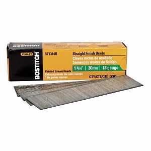 Bostitch BT1314B Nail, 1-3/16 in L, 18 Gauge, Steel, Coated, Brad Head, Smooth Shank, 3000 bx