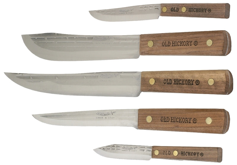 Old Hickory 705 Cutlery Set, 5-Piece, Carbon Steel/Hardwood, Brown, Satin