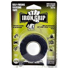 IPG IRON GRIP SBK110 Self-Fusing Tape, 10 ft L, 1 in W, Silicone Backing, Black