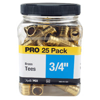 Apollo APXT3425JR Pipe Tee, 3/4 in, Barb, PEX-B, Brass, 200 psi Pressure
