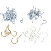 ProSource JL420023L Cup Hook Set, Steel, Polished Brass/White Powder-Coated/Zinc